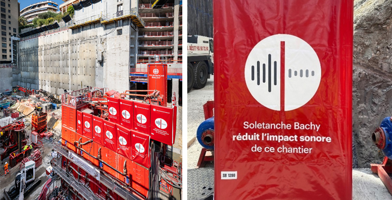 Baches limitant le volume sonore autours du chantier