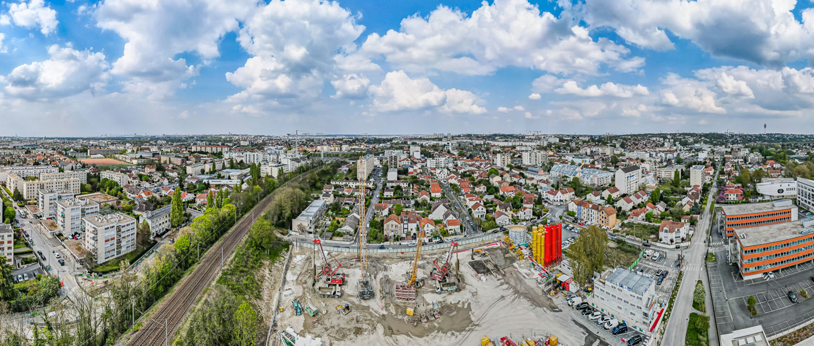 Construction de la paroi moulée du futur bassin enterré de la SDEP de Champigny sur Marne