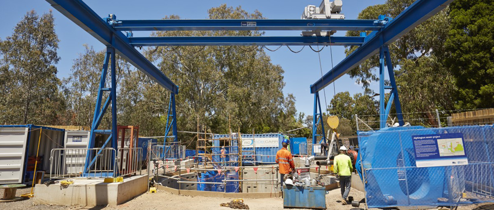 Les équipes de Rob Carr sur un chantier de microtunnel