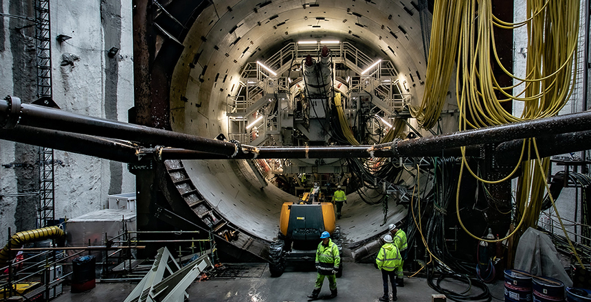 La construcción del pozo de excavación de Odolanowska (túnel de Lodz, Polonia)