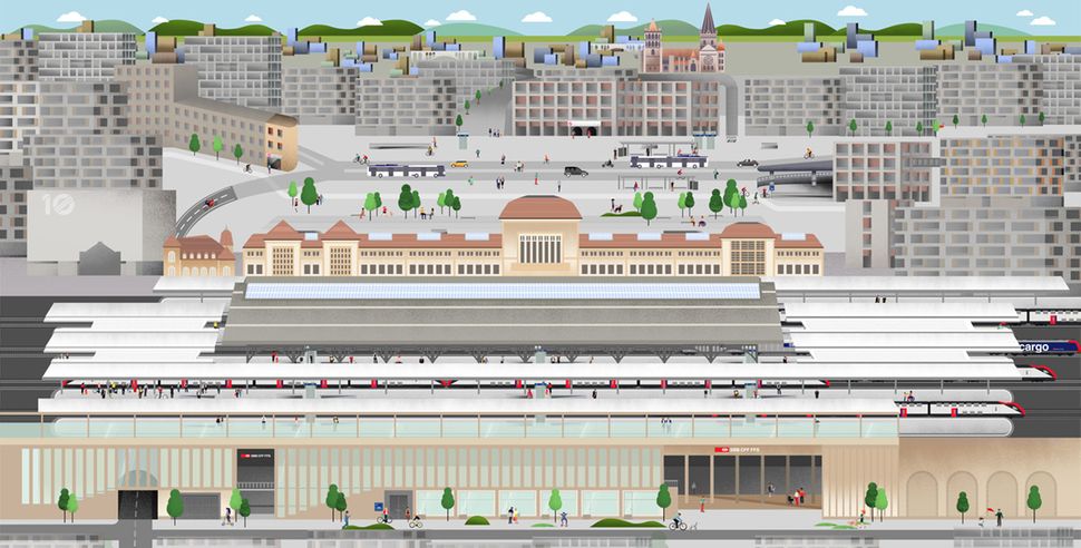 dessin projeté de la future gare de Lausanne