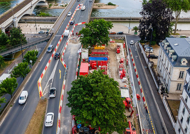 Renforcement d'un pont en France par le procédé de biocalcification des sols