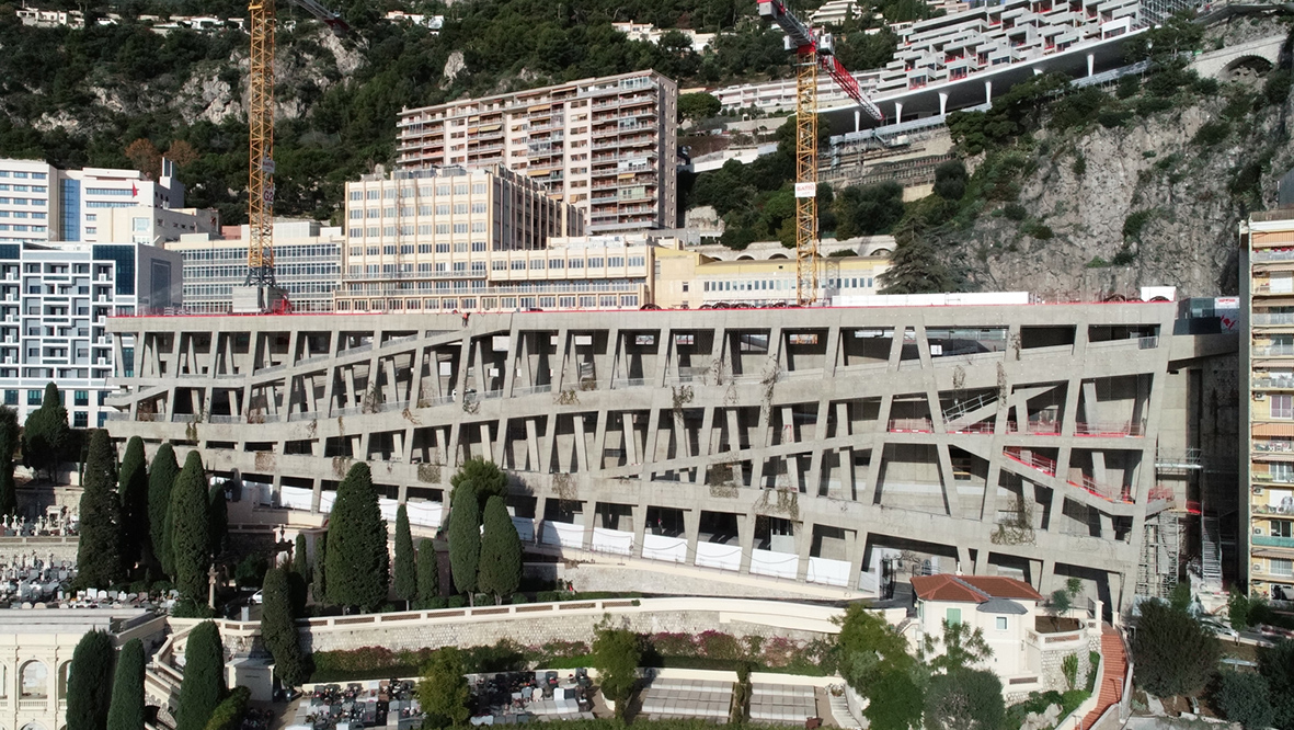 Vu globale de l'emprise du chantier de l'hôpital NCHPG à Monaco
