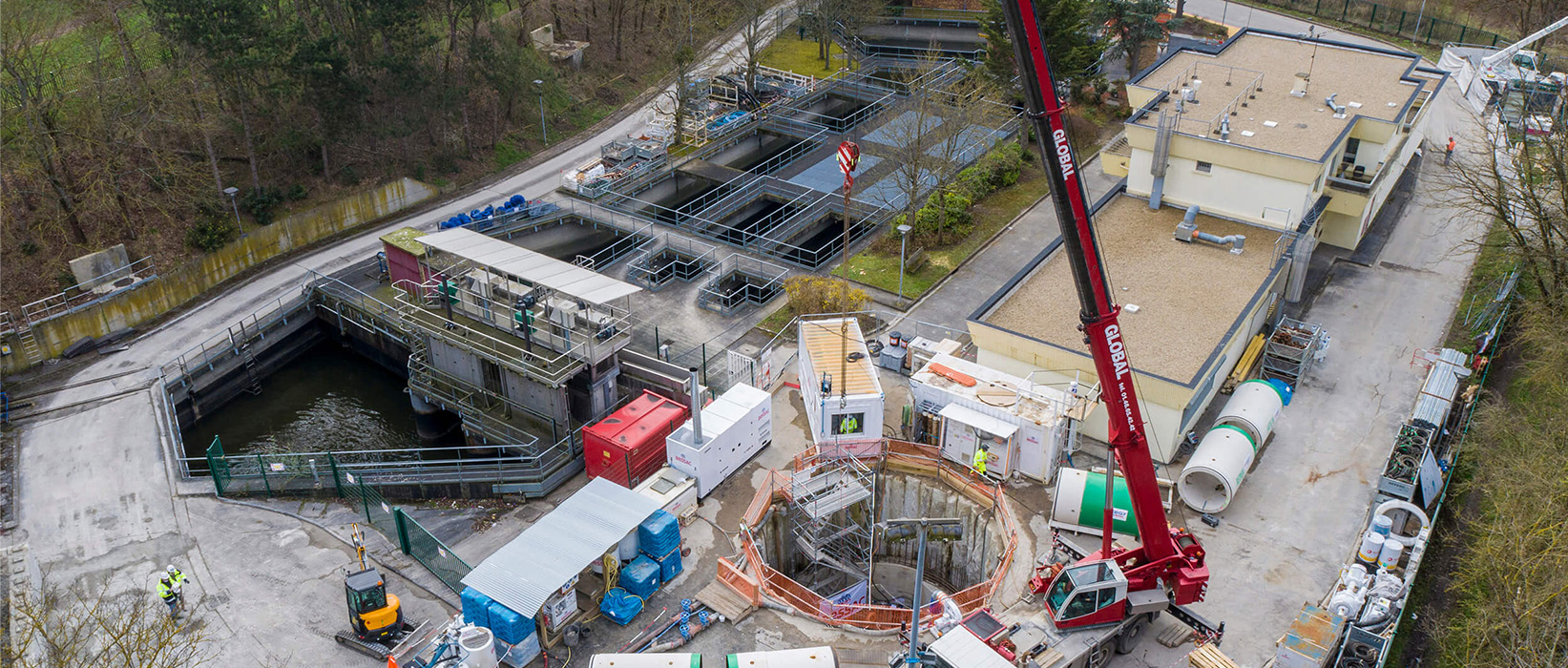 Emprise du chantier du tuyaux de rejet d'eau traitée à Bonneuil