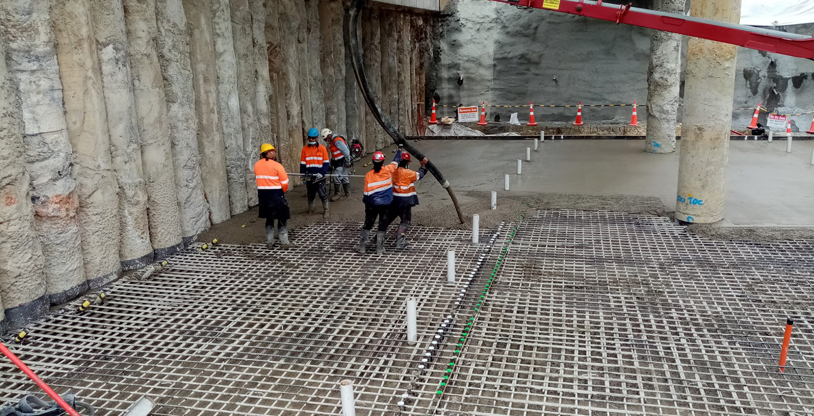 Travaux de terrassement et de dallage à la station MTE