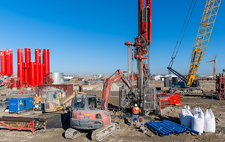 Rabbatement de nappes sur le chantier de Port 2000 Le Havre France