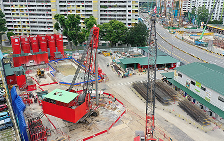 Le chantier d'ouvrages de transport en commun CR116 à Singapour
