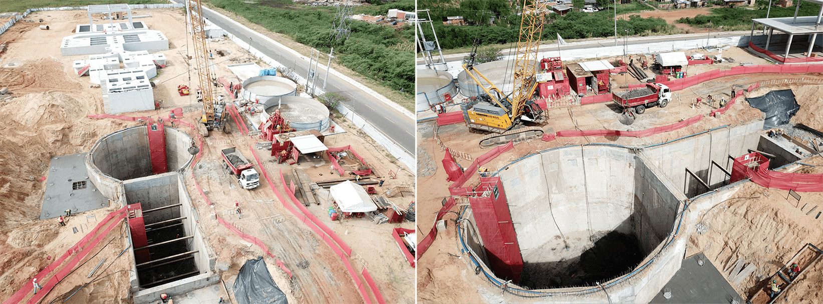 Vue aérienne des deux chambres de la station d'épuration