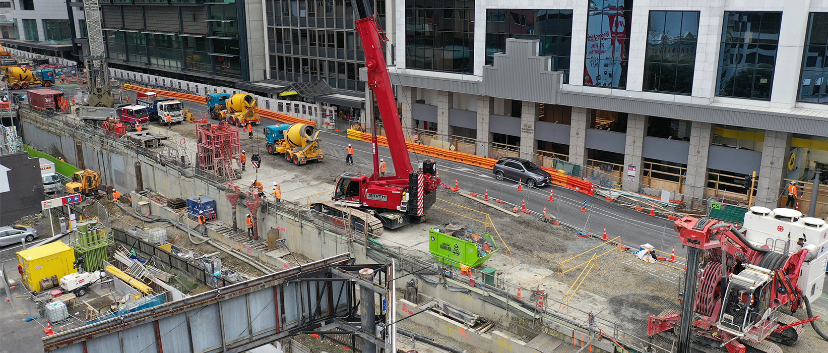 Réalisation des parois moulées sur la station Aotea à Auckland